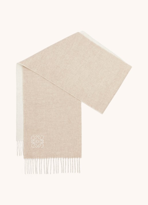 LOEWE Anagram sjaal in kasjmierblend 180 x 30 cm - achterkant zand