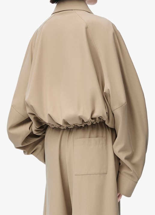 LOEWE Balloon oversized cropped bomberjack met logoborduring - achterkant beige