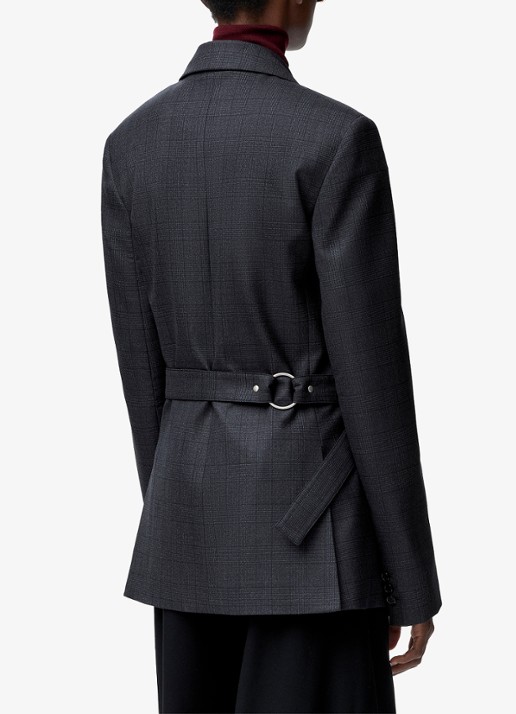 LOEWE Blazer van wol met ceintuur - achterkant 5 donkergrijs