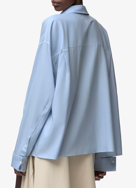 LOEWE Blouse in zijdeblend met plooidetails - achterkant donkerblauw