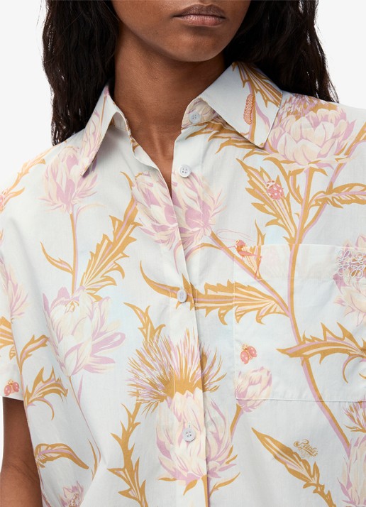 LOEWE Blouse met bloemenprint en borstzak - detail 5 lichtblauw