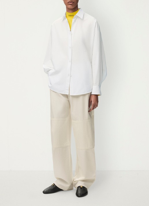LOEWE Blouse met logoborduring - voorkant 3 wit