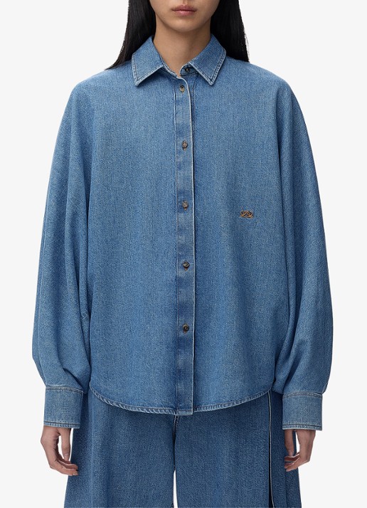 LOEWE Blouse van denim met logoborduring