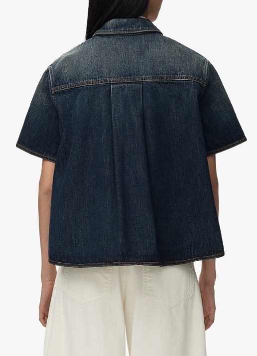 LOEWE Blouse van denim - achterkant 3 donkerblauw