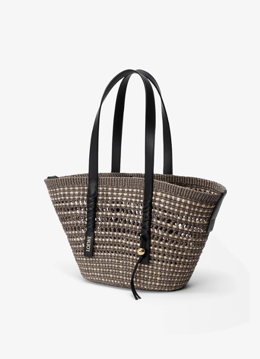 LOEWE Braid Medium shopper van raffia - detail khaki