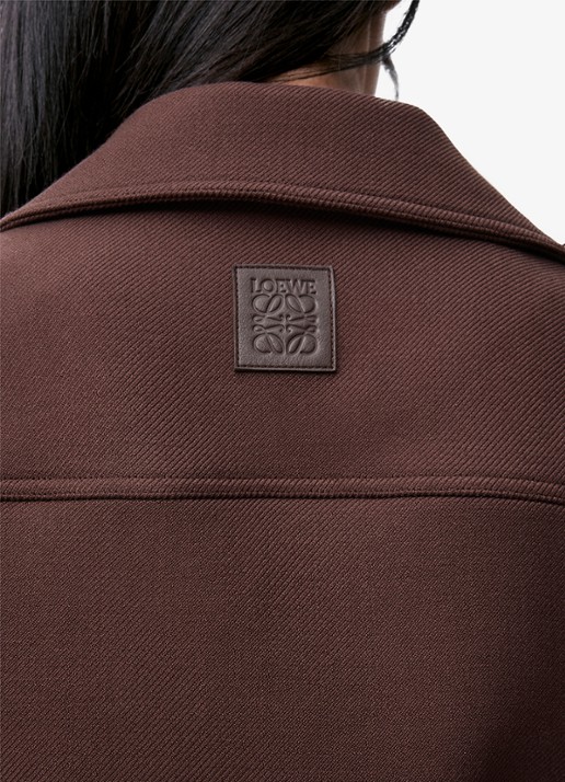 LOEWE Cropped jack in wolblend met klepzakken - detail 2 donkerbruin