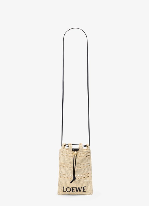 LOEWE Crossbodytas van raffia met logoborduring - detail 2 creme