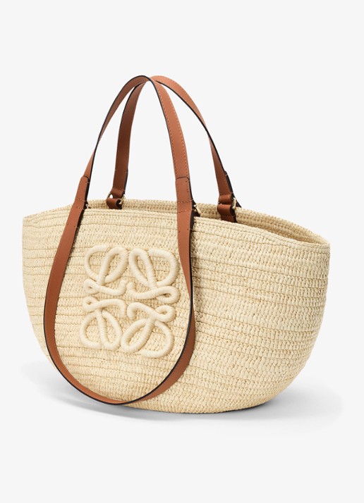 LOEWE Eclipse Medium shopper van raffia met logo - detail 4 beige