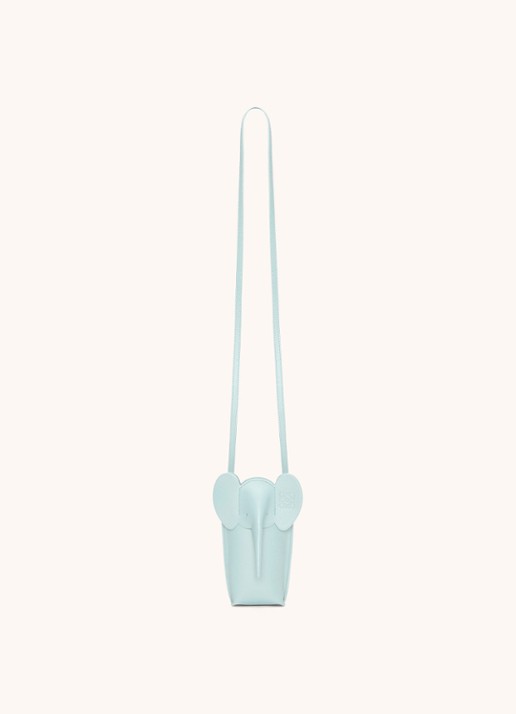 LOEWE Elephant Pocket clutch van kalfsleer - achterkant 2 lichtblauw