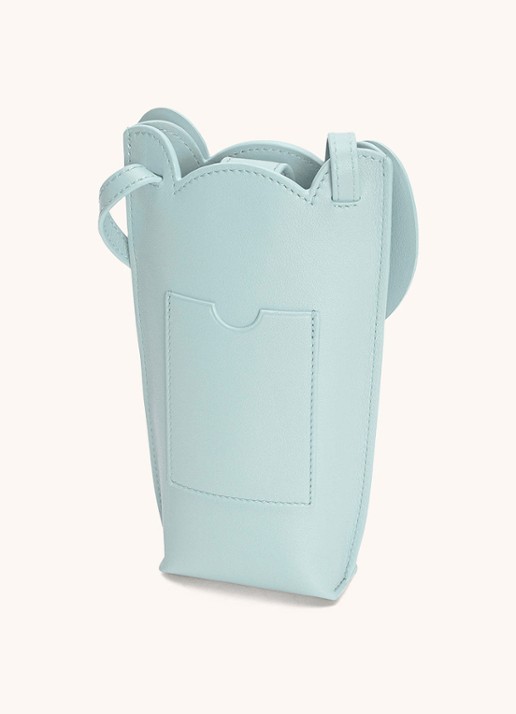 LOEWE Elephant Pocket clutch van kalfsleer - voorkant 4 lichtblauw