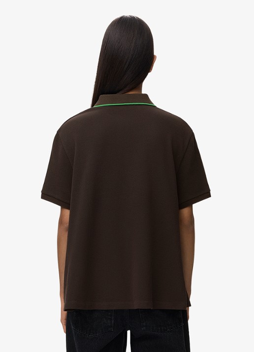 LOEWE Fijngebreid T-shirt met polokraag - achterkant bruin