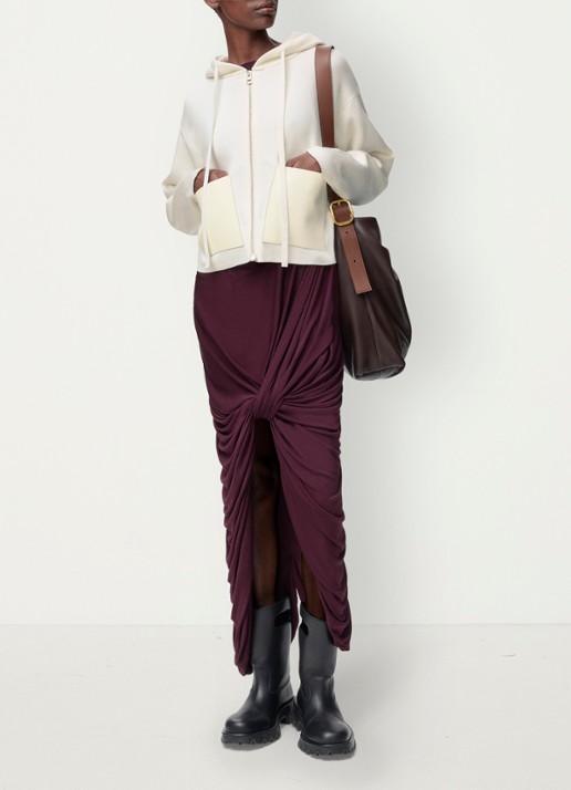 LOEWE Fijngebreid vest van wol met details van leer - voorkant 4 wit
