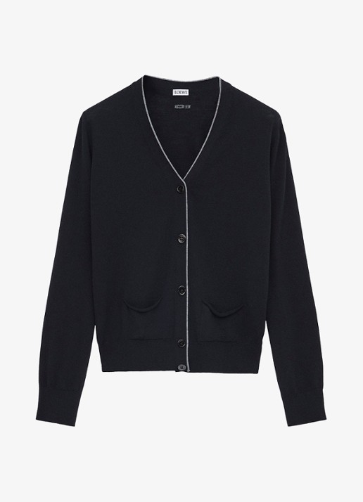 LOEWE Fijngebreid vest van wol - voorkant donkerblauw
