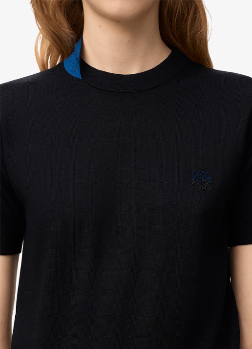 LOEWE Fijngebreide top in wolblend met logoborduring - detail 5 zwart
