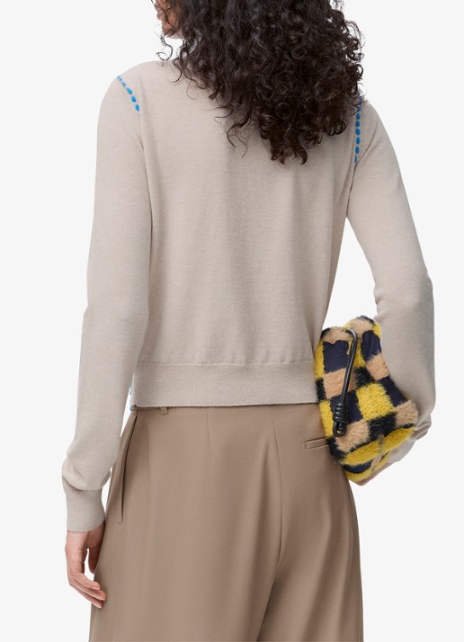 LOEWE Fijngebreide trui van wol met sjaalkraag - achterkant 5 beige