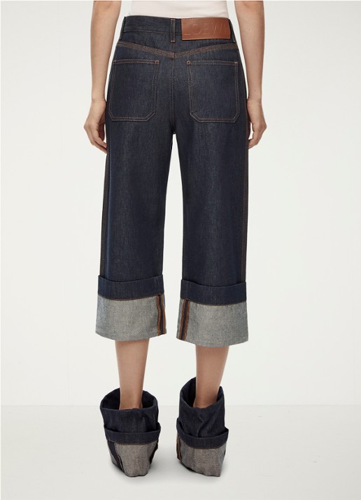 LOEWE Fisherman high waist straight leg jeans met steekzakken - achterkant denim