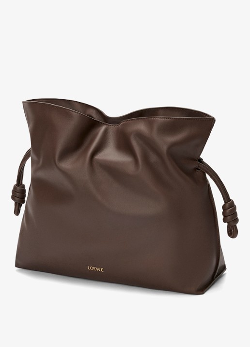 LOEWE Flamenco Clutch Large schoudertas van kalfsleer - voorkant 2 donkerbruin