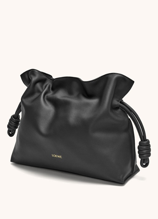 LOEWE Flamenco clutch van kalfsleer - voorkant 7 zwart