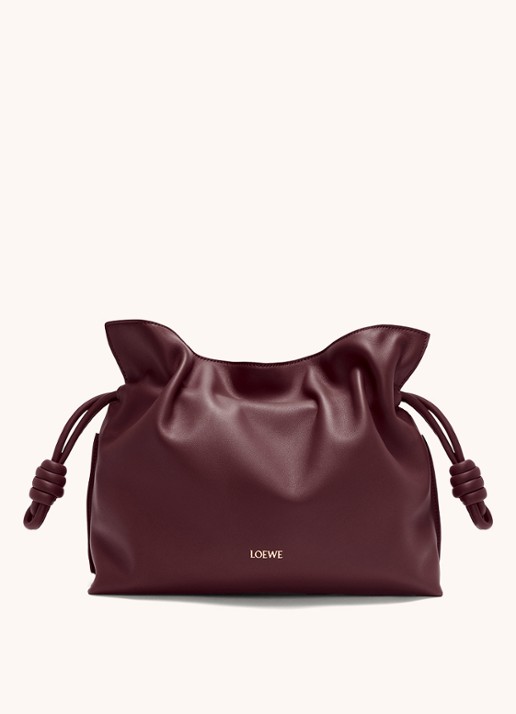 LOEWE Flamenco clutch van kalfsleer - voorkant 2 bordeauxrood