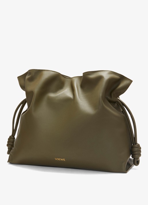 LOEWE Flamenco Large clutch van kalfsleer - detail 3 donkerkhaki