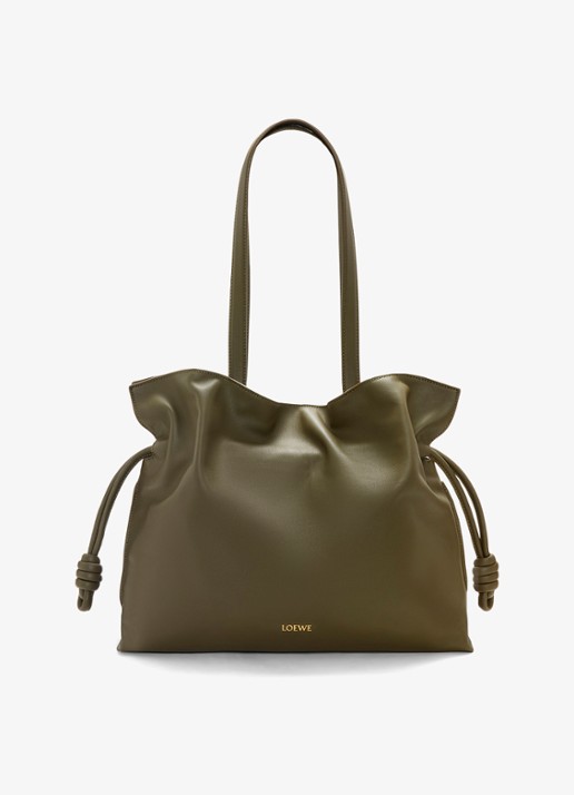 LOEWE Flamenco Large clutch van kalfsleer - detail 4 donkerkhaki