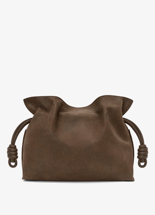 LOEWE Flamenco Medium clutch van kalfsleer - achterkant 8 bruin