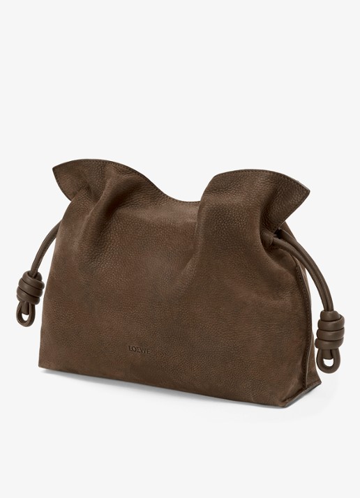 LOEWE Flamenco Medium clutch van kalfsleer - detail 3 bruin