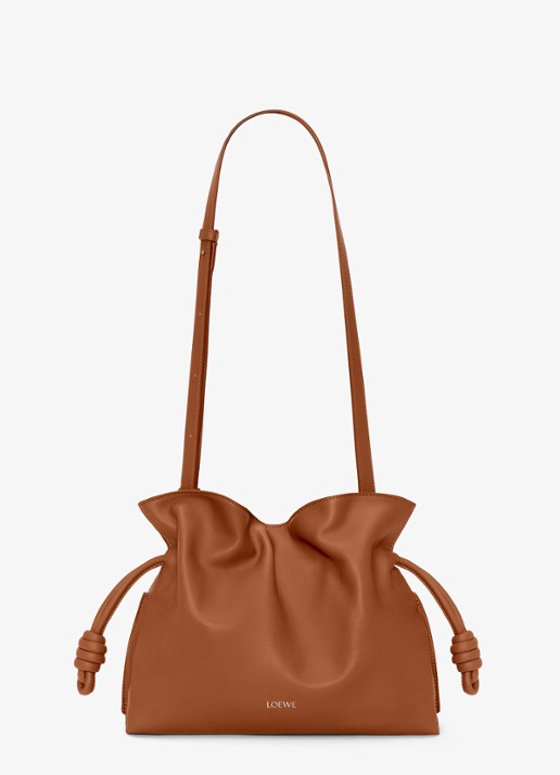 LOEWE Flamenco Medium clutch van kalfsleer - detail 4 bruin