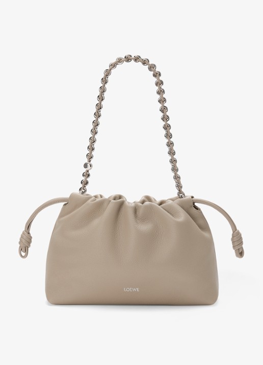 LOEWE Flamenco Medium schoudertas van kalfsleer - voorkant 8 zand
