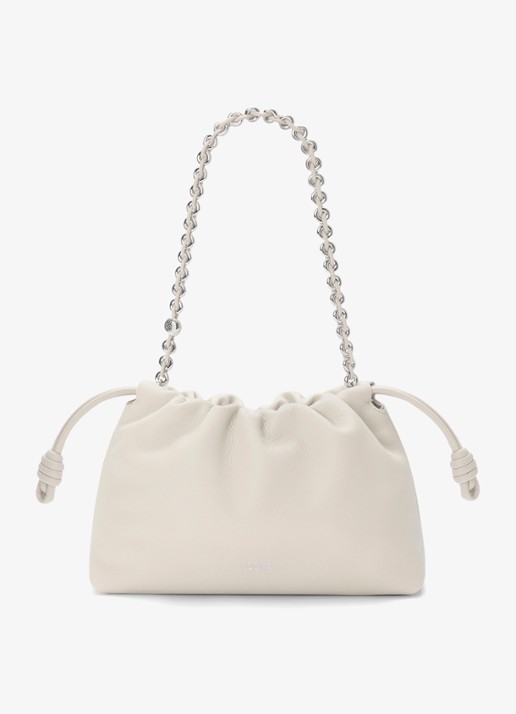 LOEWE Flamenco Medium schoudertas van kalfsleer - voorkant 8 wit