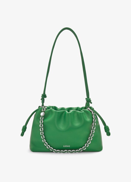 LOEWE Flamenco Medium schoudertas van lamsleer - detail 5 groen