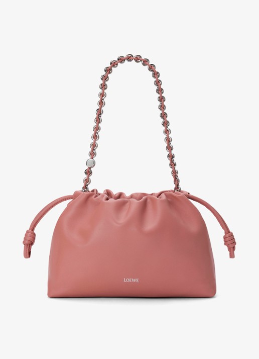 LOEWE Flamenco Medium schoudertas van leer - voorkant 2 zalmroze