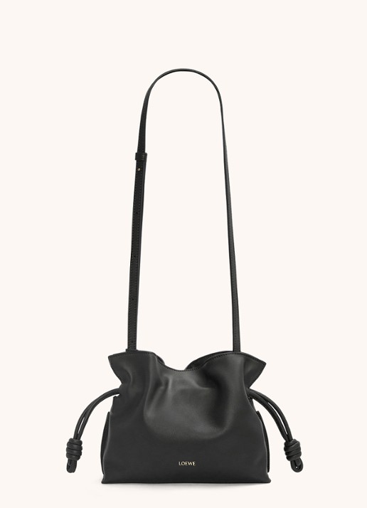 LOEWE Flamenco Mini clutch van kalfsleer - detail 2 zwart