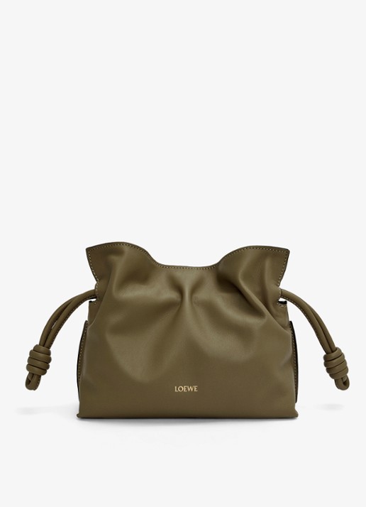 LOEWE Flamenco Mini clutch van kalfsleer - voorkant 6 donkerkhaki