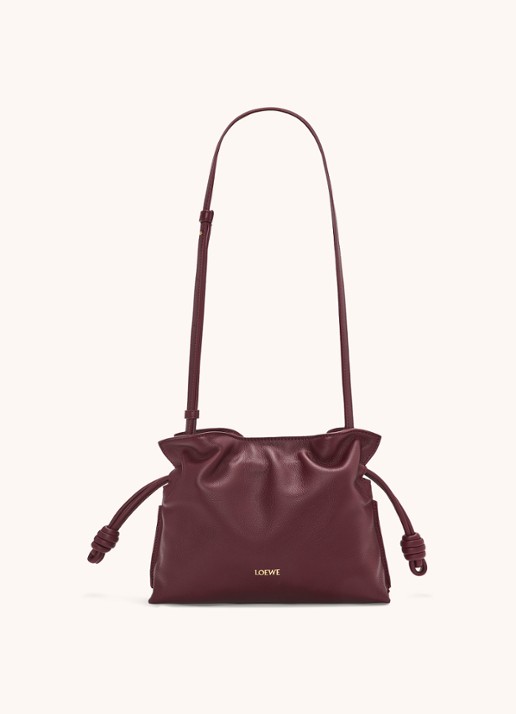 LOEWE Flamenco Mini clutch van kalfsleer - achterkant 3 bordeauxrood