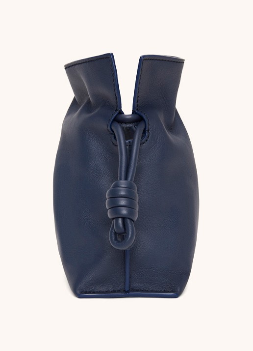 LOEWE Flamenco Mini clutch van kalfsleer - achterkant donkerblauw