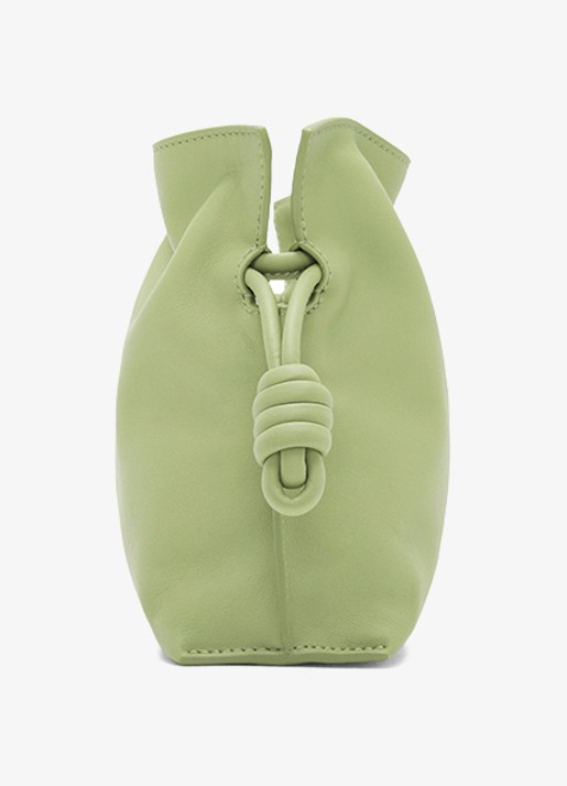 LOEWE Flamenco Mini clutch van kalfsleer - achterkant 3 lichtgroen