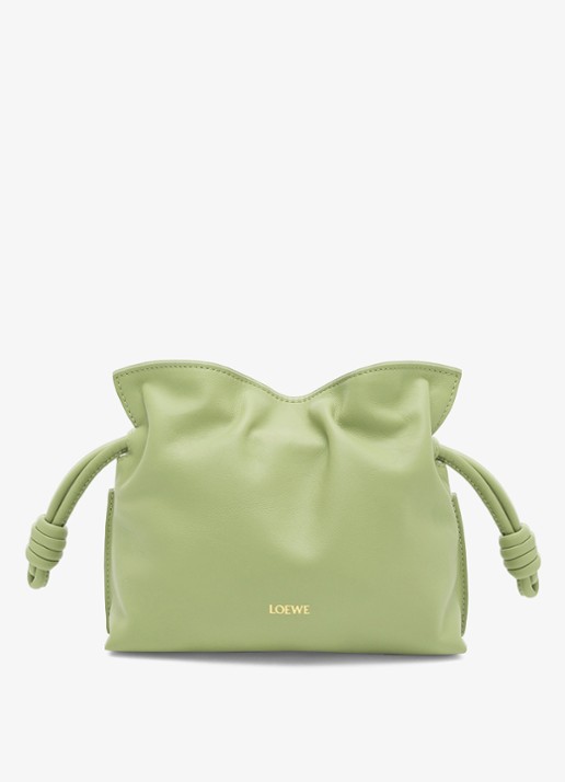 LOEWE Flamenco Mini clutch van kalfsleer - voorkant lichtgroen