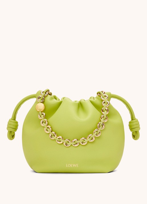 LOEWE Flamenco Mini clutch van lamsleer - voorkant 7 lime