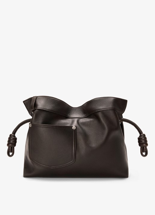 LOEWE Flamenco Panta M clutch van kalfsleer - achterkant 8 donkerbruin