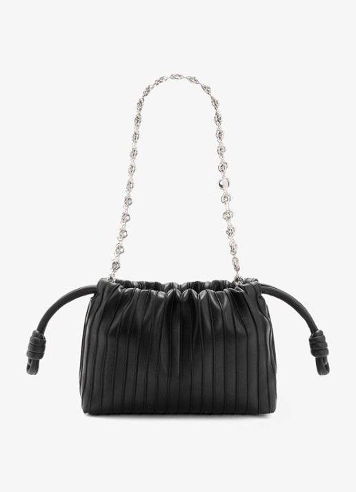 LOEWE Flamenco Pleated Mini schoudertas van kalfsleer - achterkant 8 zwart