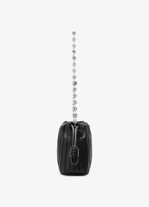 LOEWE Flamenco Pleated Mini schoudertas van kalfsleer - detail zwart