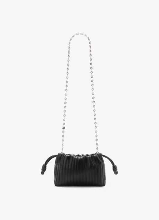 LOEWE Flamenco Pleated Mini schoudertas van kalfsleer - detail 2 zwart