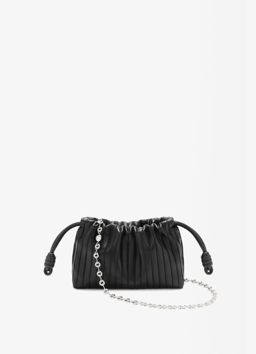 LOEWE Flamenco Pleated Mini schoudertas van kalfsleer - voorkant 6 zwart
