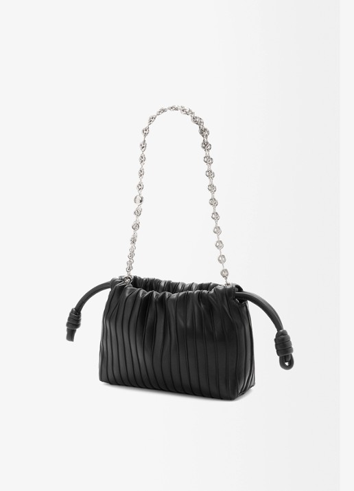 LOEWE Flamenco Pleated Mini schoudertas van kalfsleer - voorkant 7 zwart