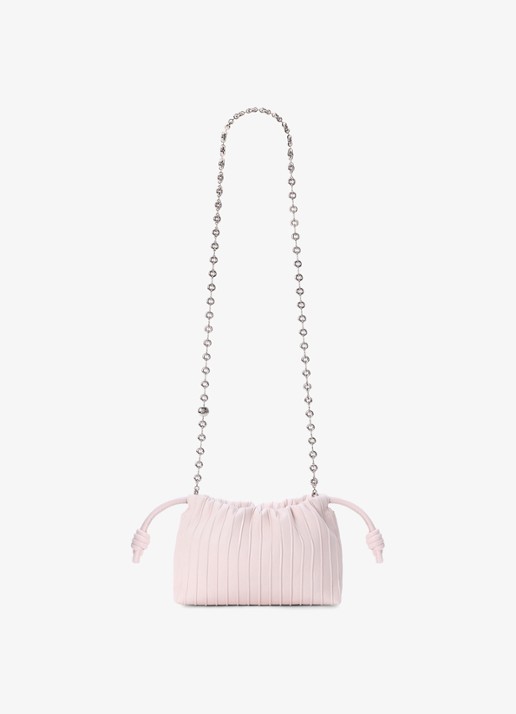 LOEWE Flamenco Pleated Mini schoudertas van kalfsleer - detail 3 lichtroze
