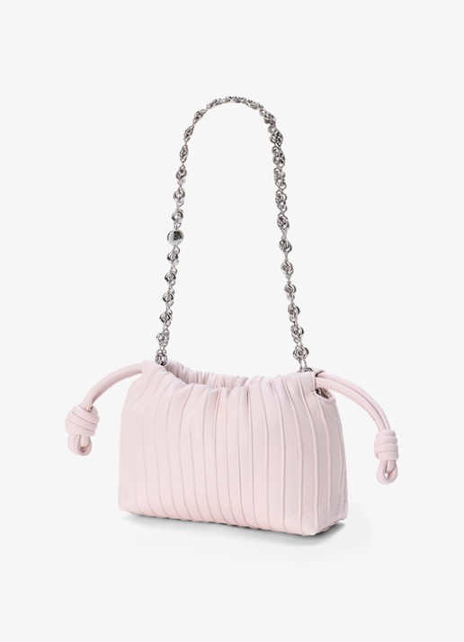 LOEWE Flamenco Pleated Mini schoudertas van kalfsleer - voorkant 8 lichtroze