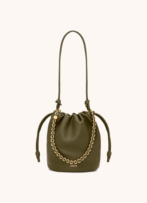 LOEWE Flamenco Purse Bucket crossbodytas van lamsleer - detail 3 bronsgroen