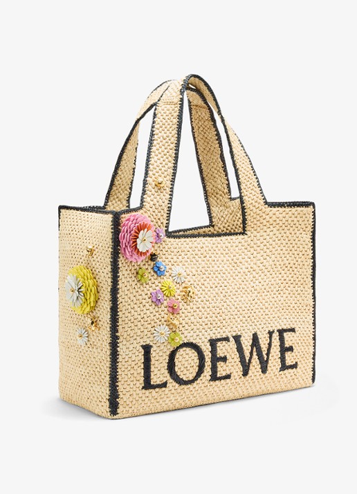 LOEWE Flower tasbedel van kalfsleer - voorkant 2 blauw