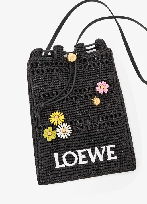 LOEWE Flower tasbedel van kalfsleer - voorkant 2 paars